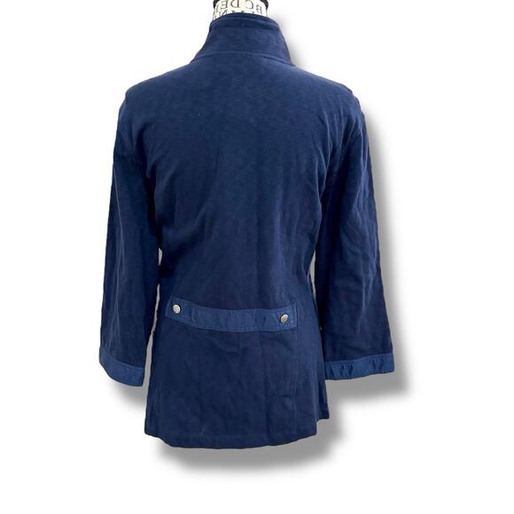 NWT Chico’s Size 2 (L ) Blue Zenergy Slub 100% Cotton Jersey Weekend Jacket - Picture 5 of 5